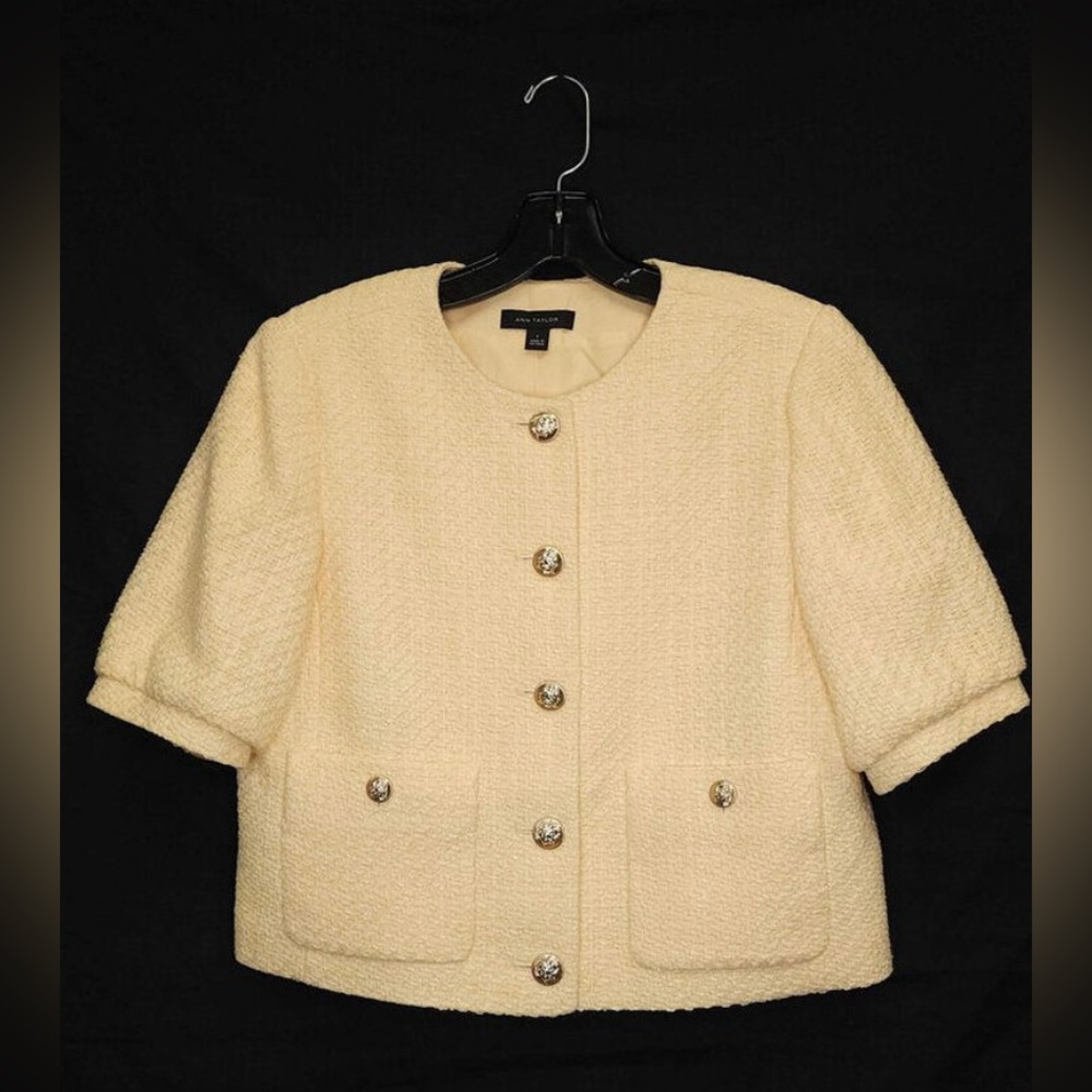 Ann Taylor Tweed Puff-Sleeve Jacket Size 12P